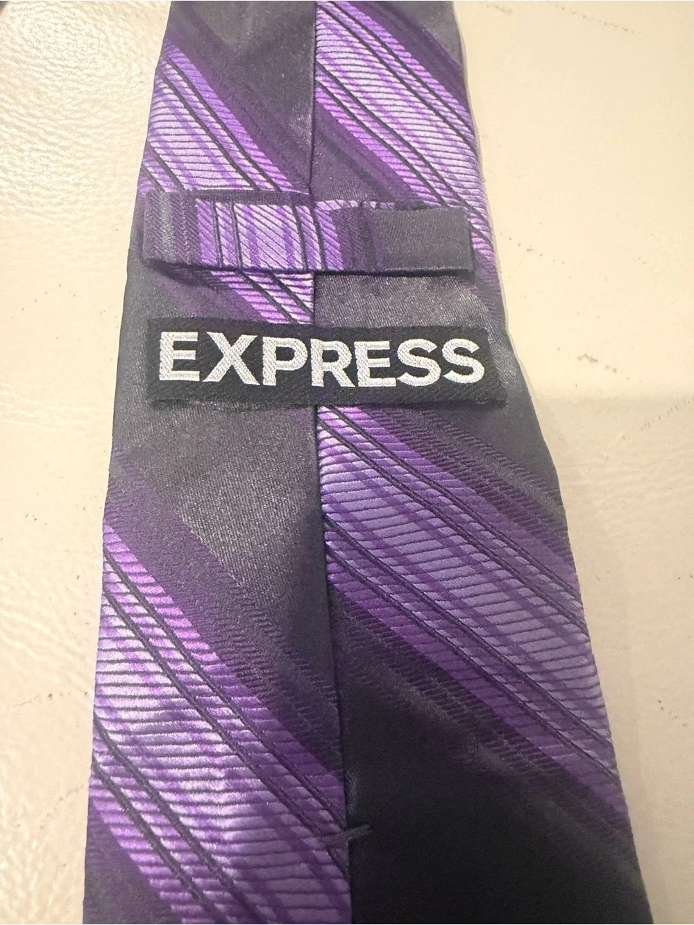 Express Purple and Black Diagonal Stripe Necktie